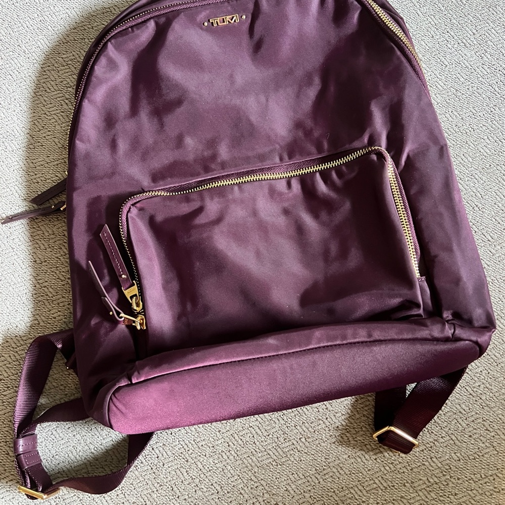 TUMI Burgundy and Gold Backpack